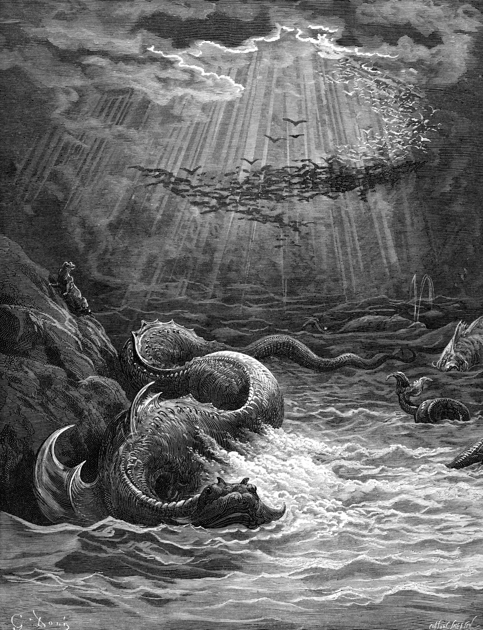 Le Paradis perdu : Création des poissons et des oiseaux - Gustave Dore