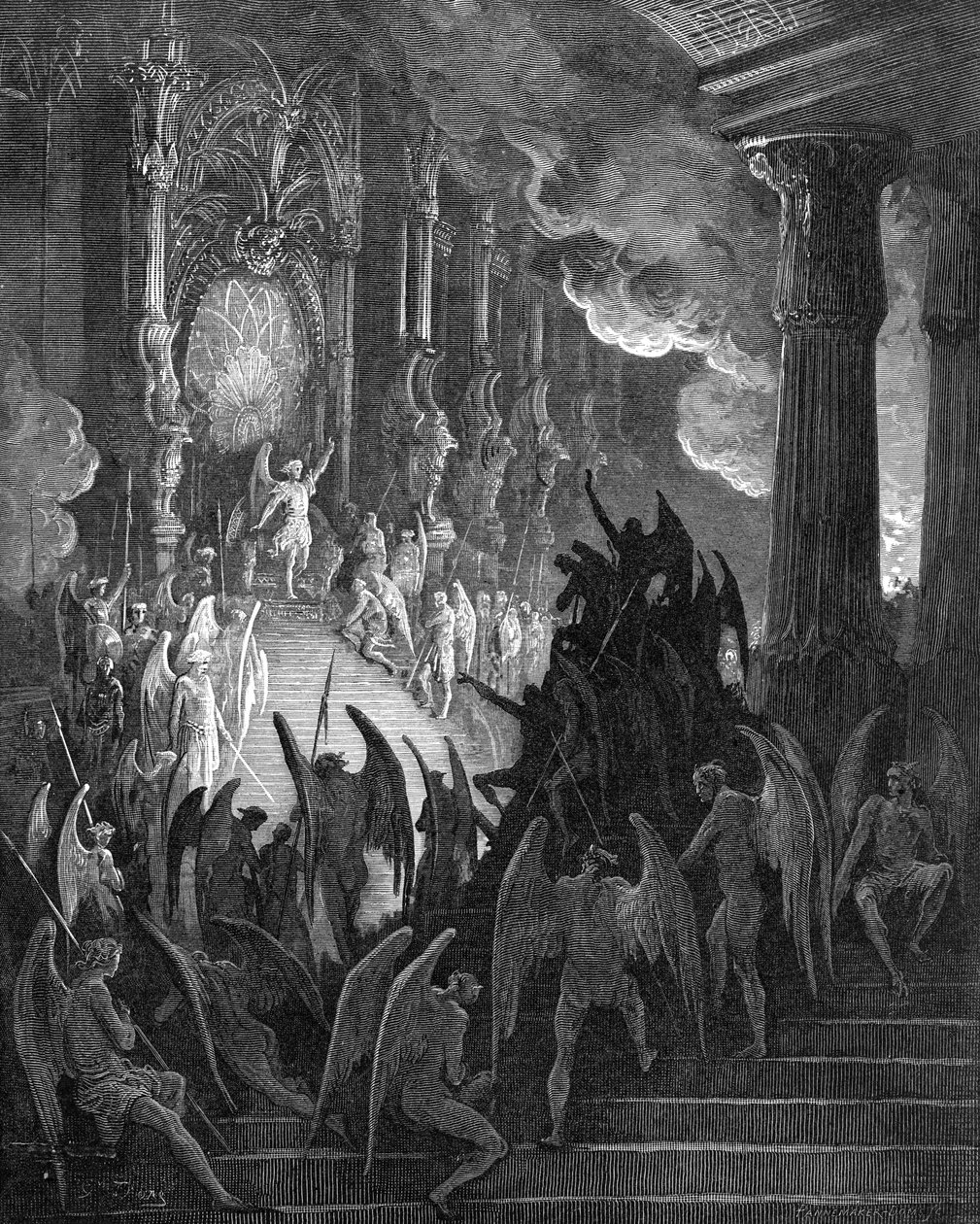 Le Paradis perdu : Satan en conseil, gravure de Gustave Doré - Gustave Dore