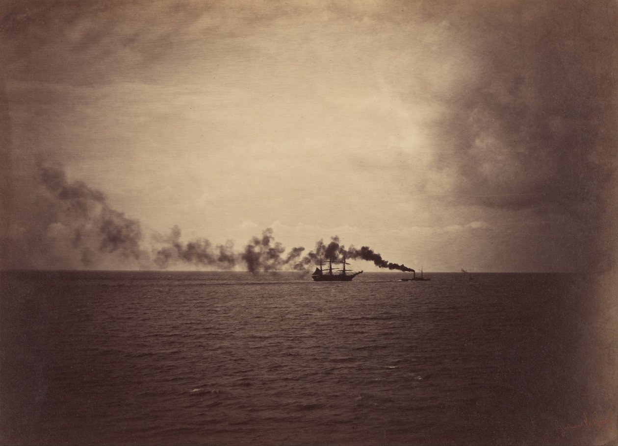 Paysage marin avec voilier et remorqueur - Gustave Le Gray