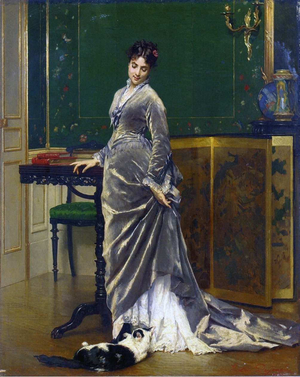 Le Chat Joueur - Gustave Léonard de Jonghe