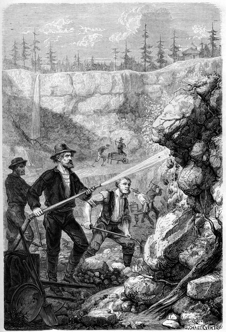 Exploitation hydraulique, Californie - Gustave Adolphe Chassevent Bacques