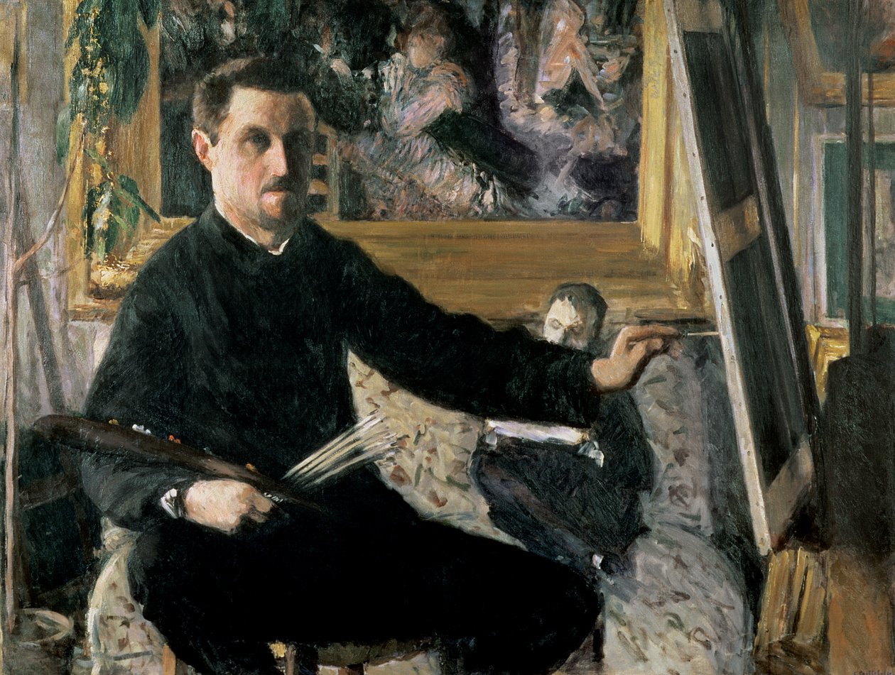 Autoportrait avec un chevalet, c.1879 - Gustave Caillebotte