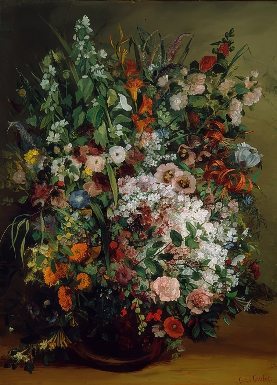 Bouquet de fleurs dans un vase - Gustave Courbet