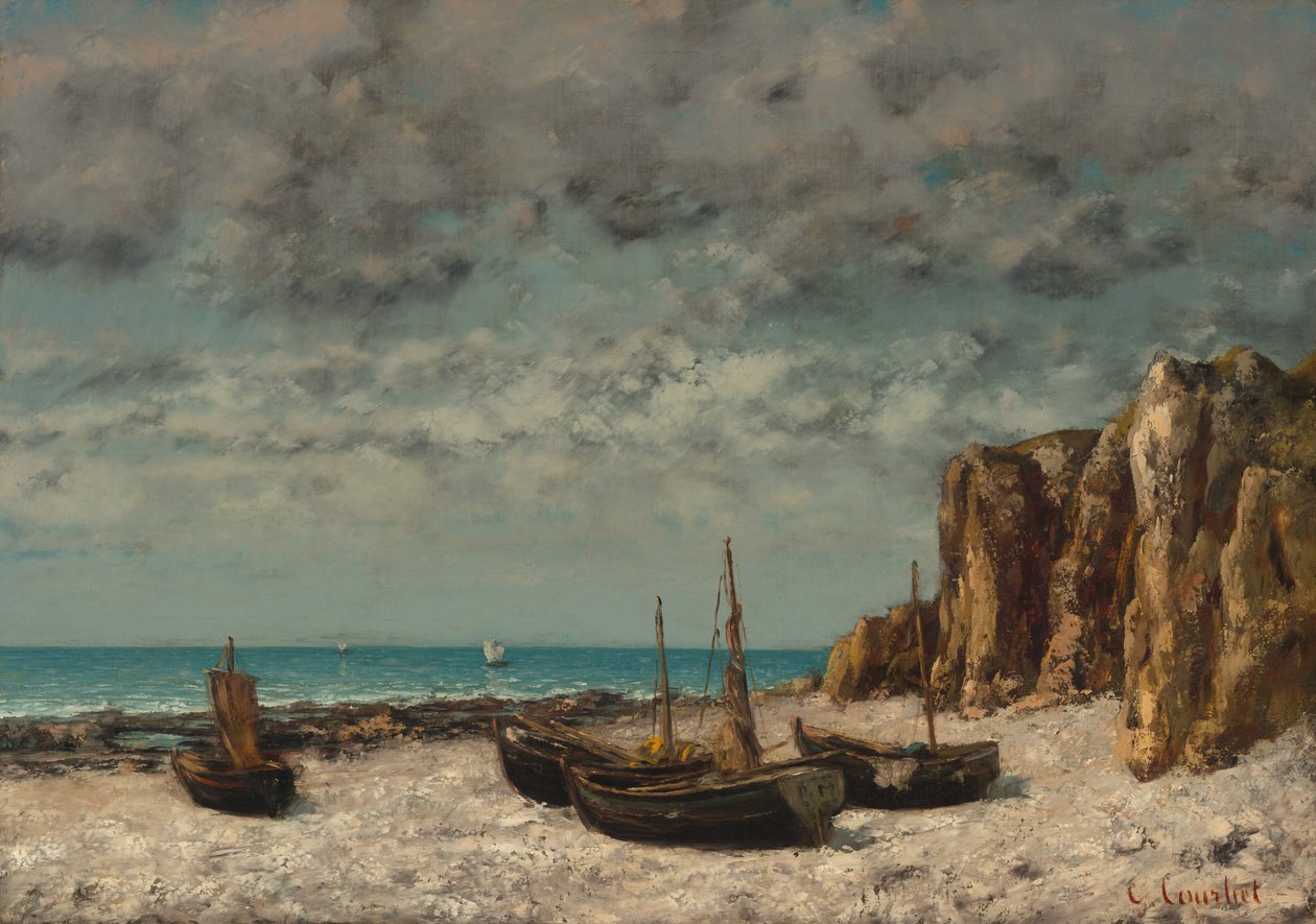 Bateaux sur une plage, Étretat, vers 1872-1875 - Gustave Courbet