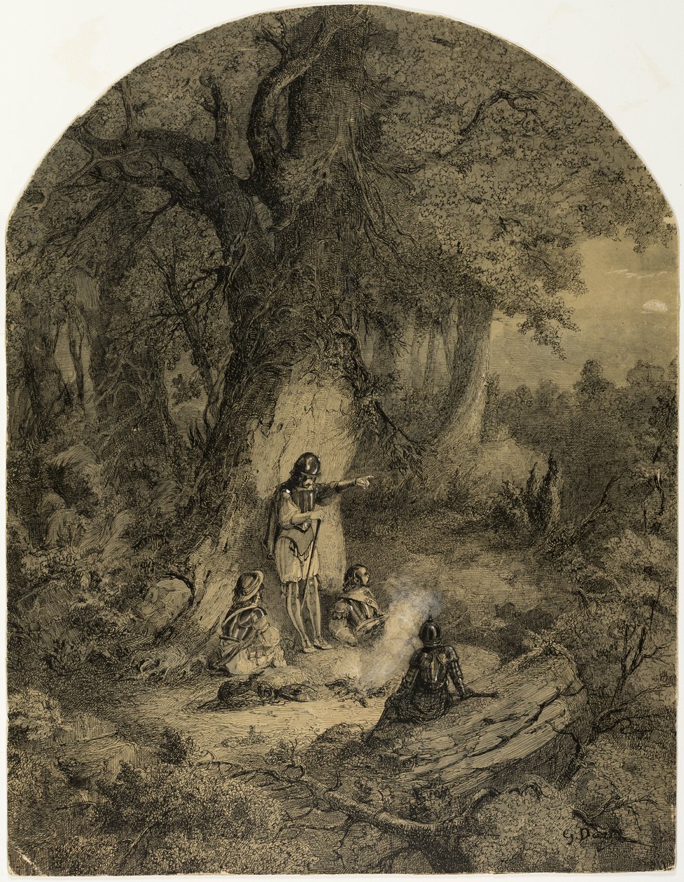 Soldats sous un arbre - Gustave Dore