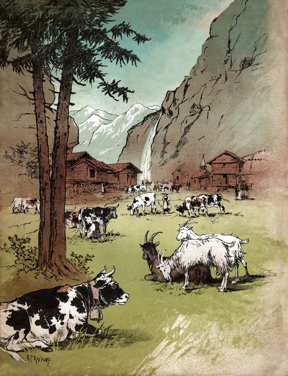Ferme en Suisse (Illustration, vers 1910) - Gustave Fraipont