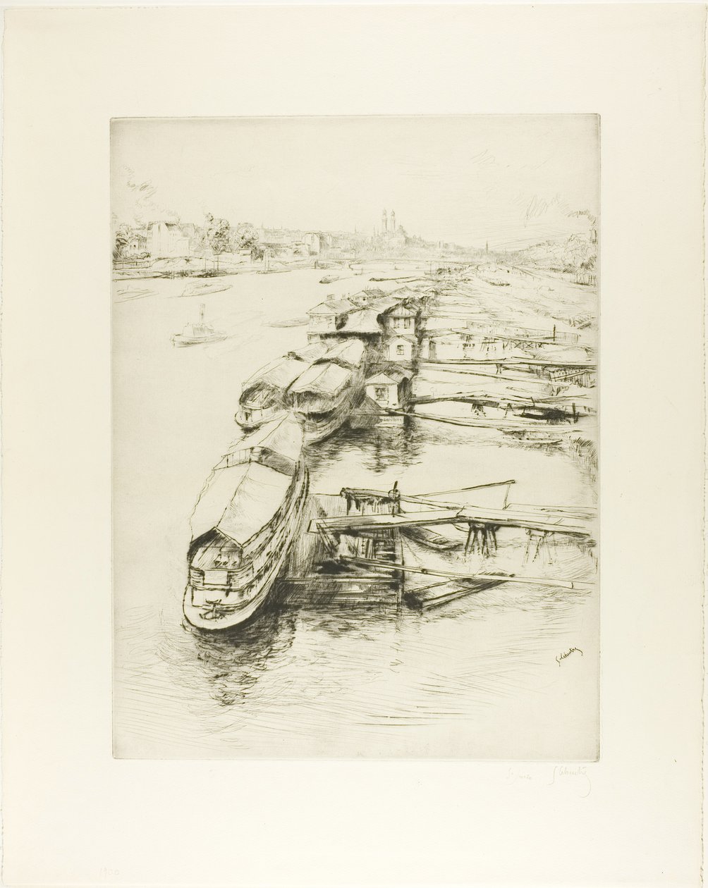 Barges à Auteuil - Gustave Leheutre