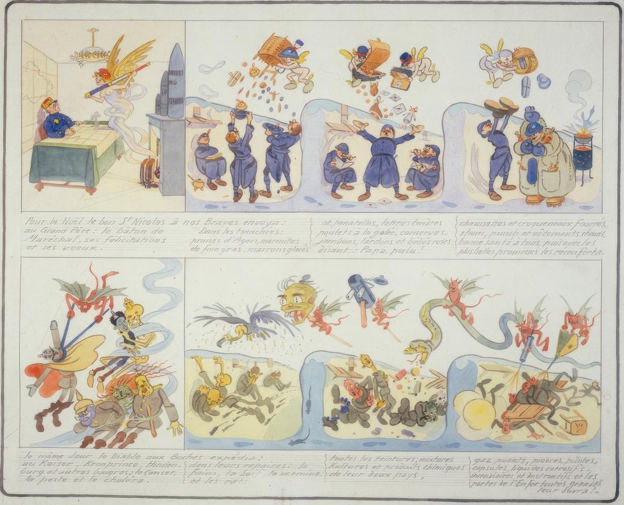 1ère Guerre Mondiale / Noël 1916 / caricature française - Gustave Wendt