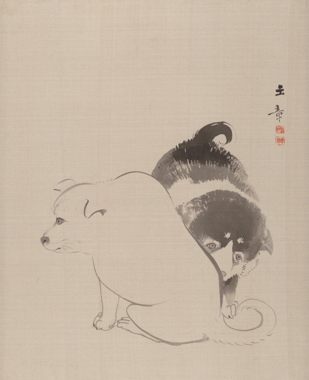Une paire de chiots, 1868 - Gyokusho Kawabata