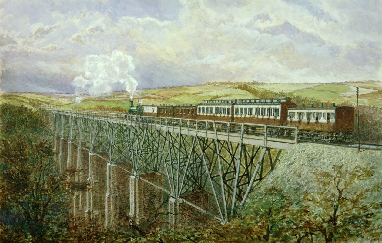 Chemin de fer de Cornwall, le viaduc de Gover - H. Geach