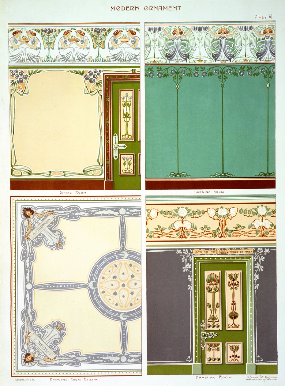 Dessins pour traitements muraux et de pièces, plafonds, lambris, frises, etc., planche VI de 