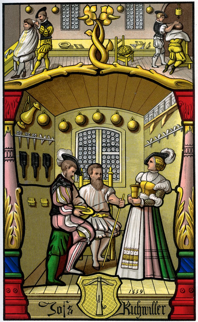 Barbier et perruquier, 16ème siècle, 1849 - H. Moulin