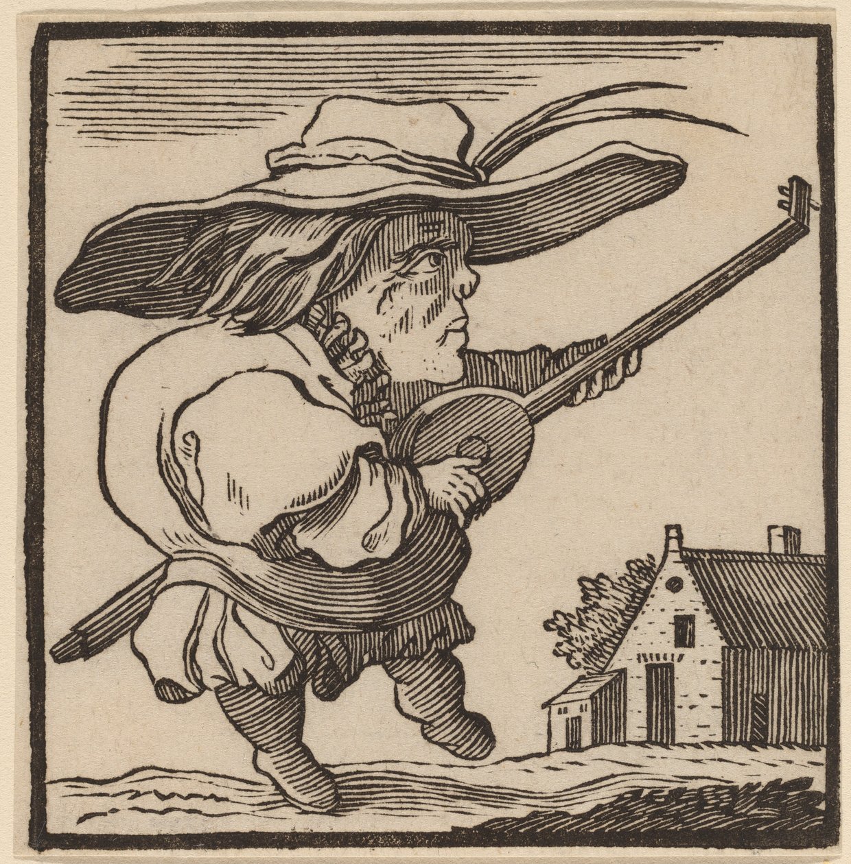 Bossu jouant du luth - H. Numan after Jacques Callot
