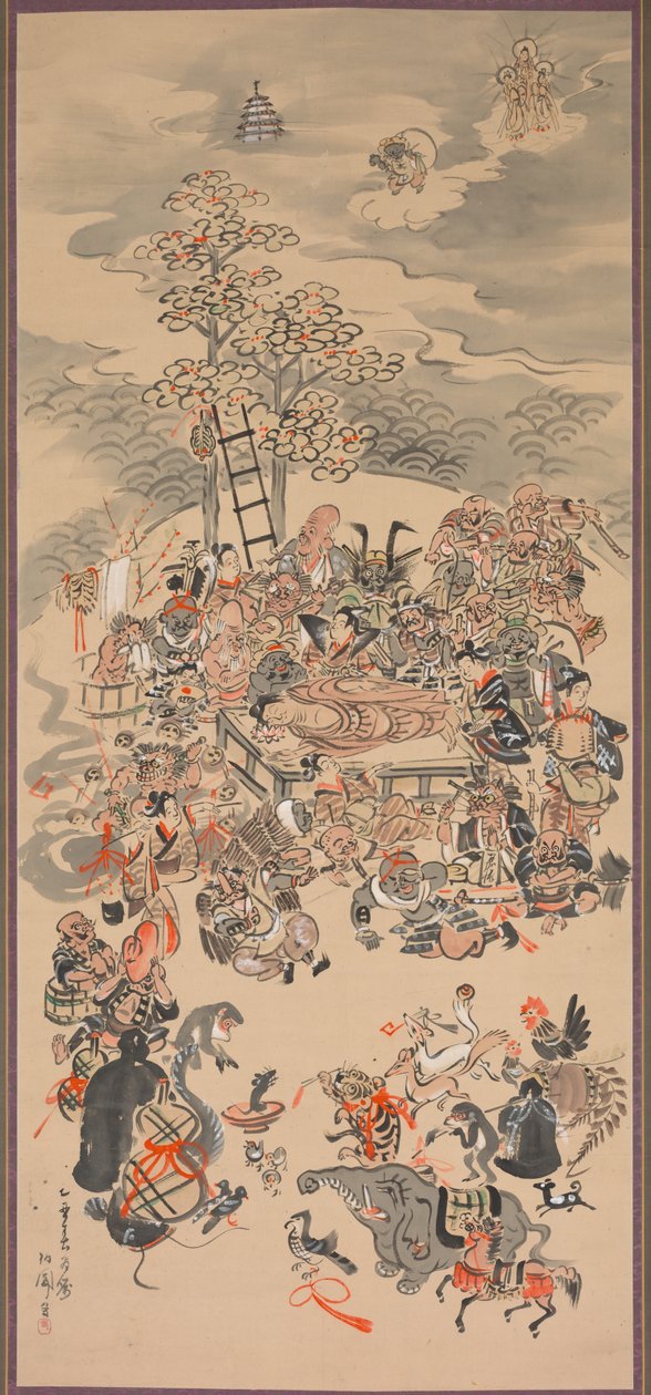Ōtsu-e Nirvana du Bouddha (Ōtsu-e Butsu Nehanzu) - Hakuen