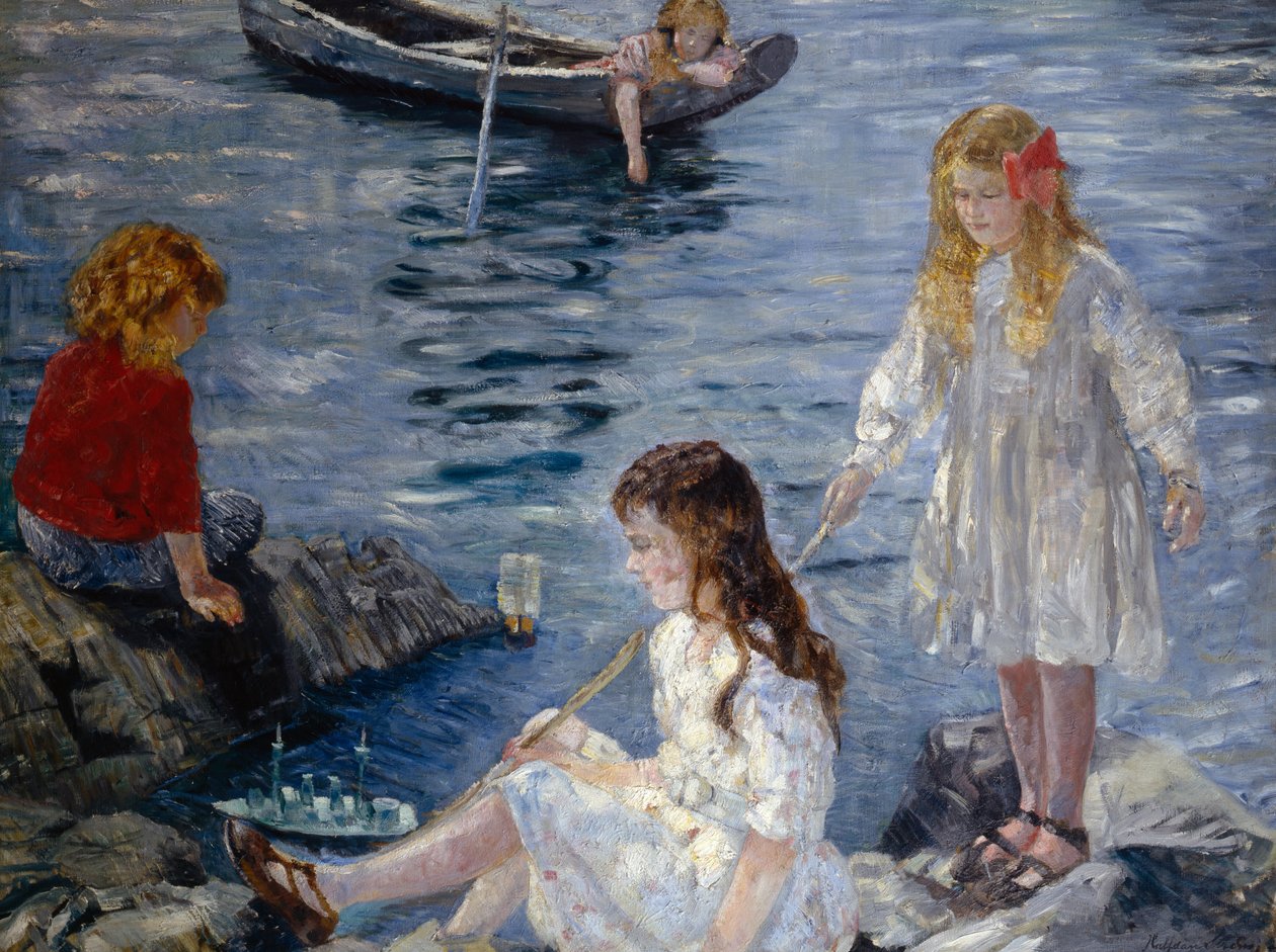 Filles jouant à la plage - Halfdan Frithjof Strom