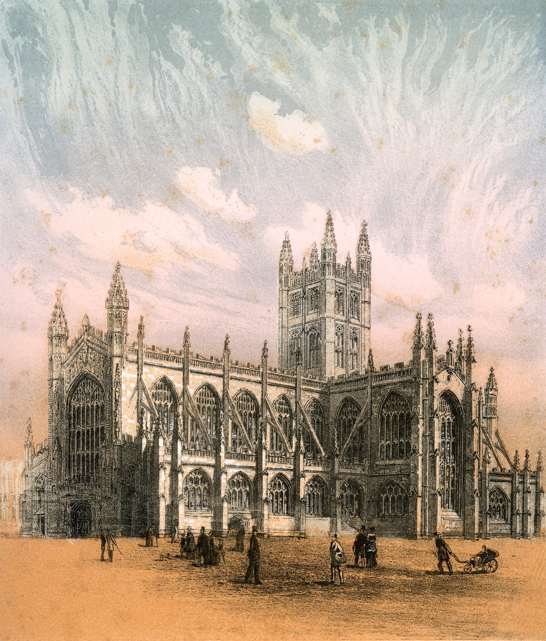 Abbaye de Bath, Somerset, vers 1870 - Hanhart