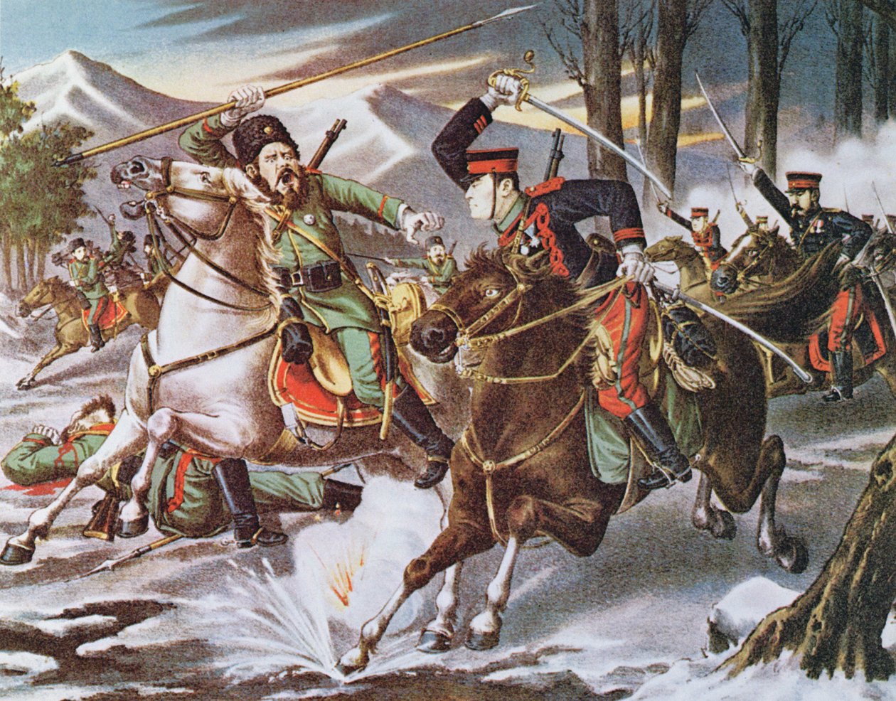 Les troupes de cavalerie japonaises et russes s