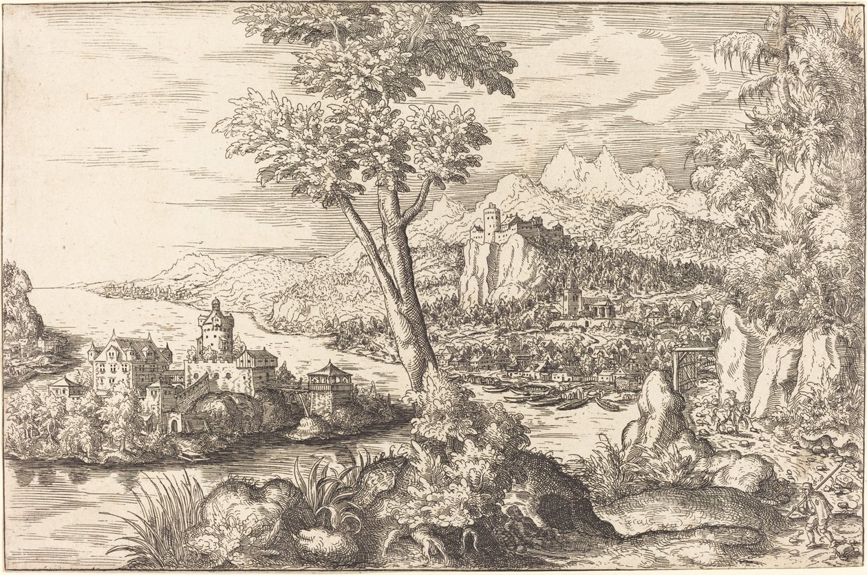 Paysage avec trois hommes - Hanns Lautensack