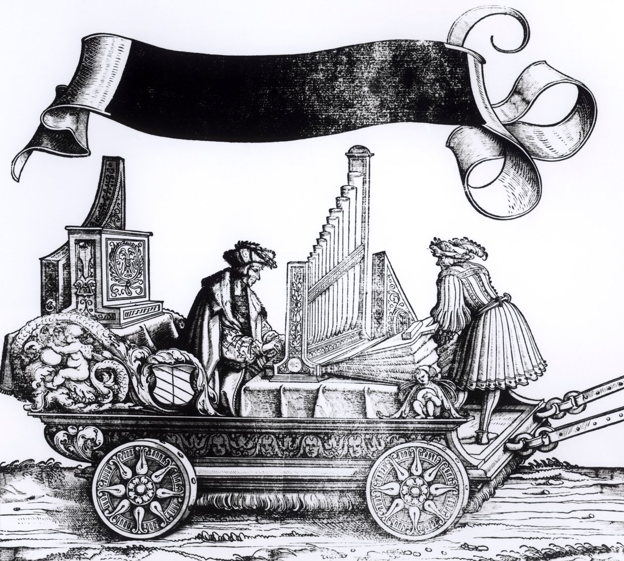 Un Carrosse musical, de la Procession triomphale de Maximilien, c.1516-18 - Hans Burgkmair