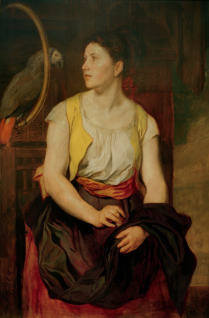 Fille avec perroquet - Hans Canon