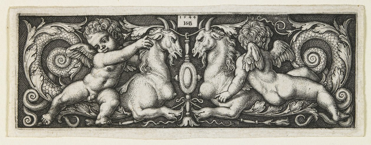 Ornement avec deux génies chevauchant deux chimères, 1544 - Hans Sebald Beham