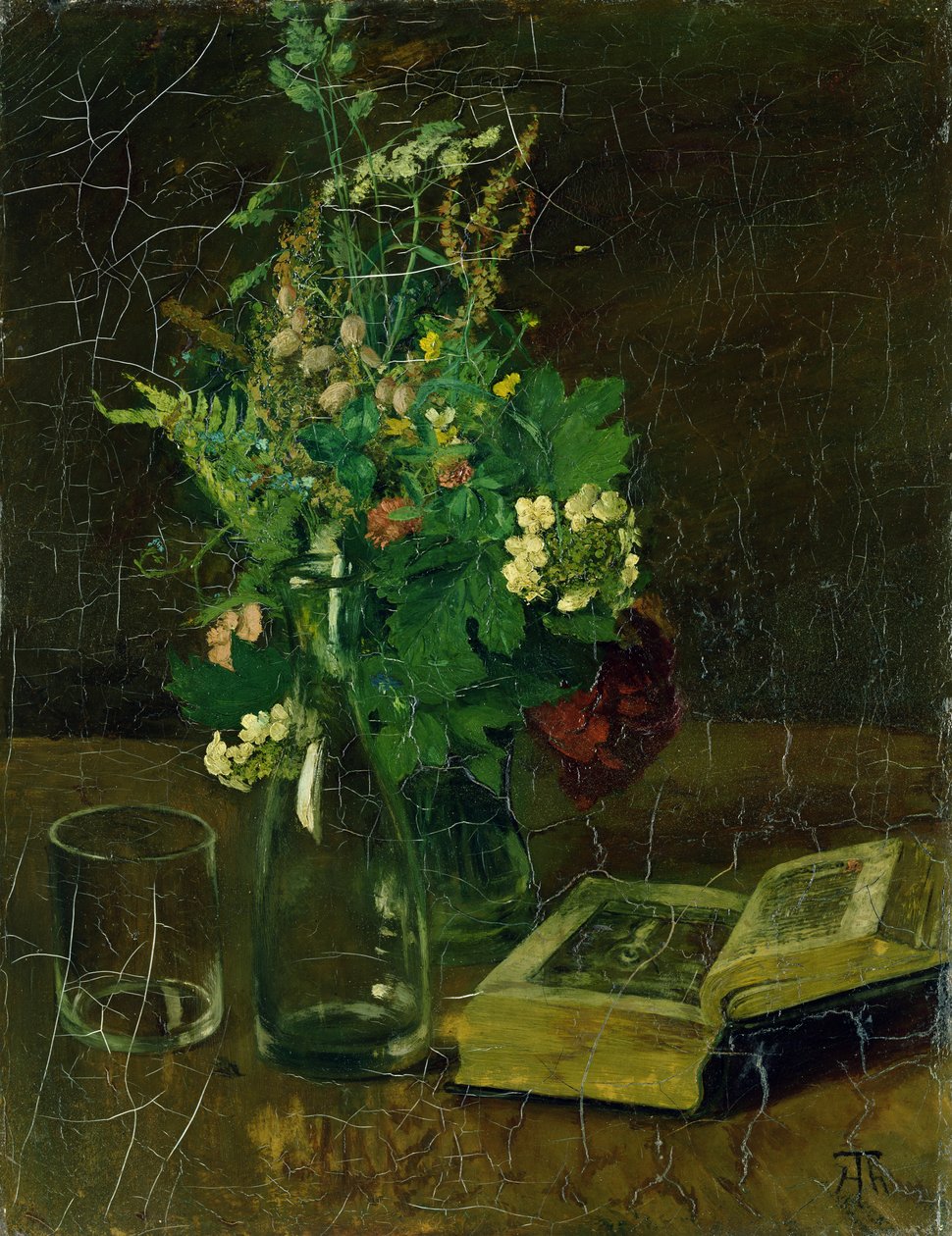 Nature morte avec un bouquet de fleurs et une Bible, 1872 - Hans Thoma