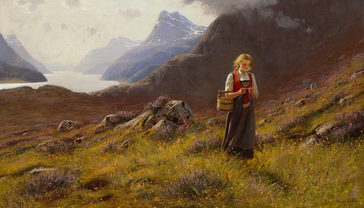 La laitière tricotant - Hans Andreas Dahl