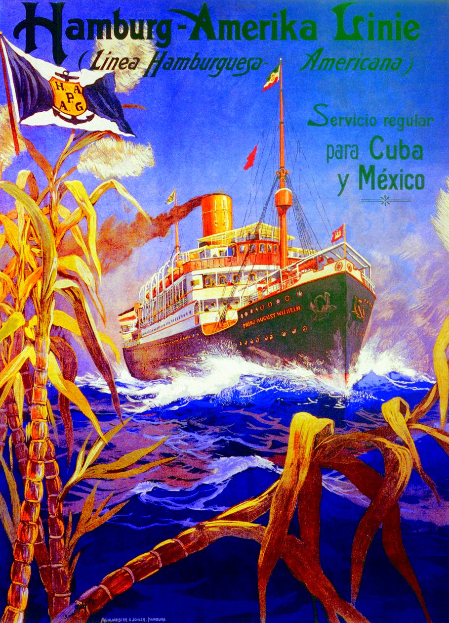 Affiche publicitaire pour la Hamburg American Line - Hans Bohrdt