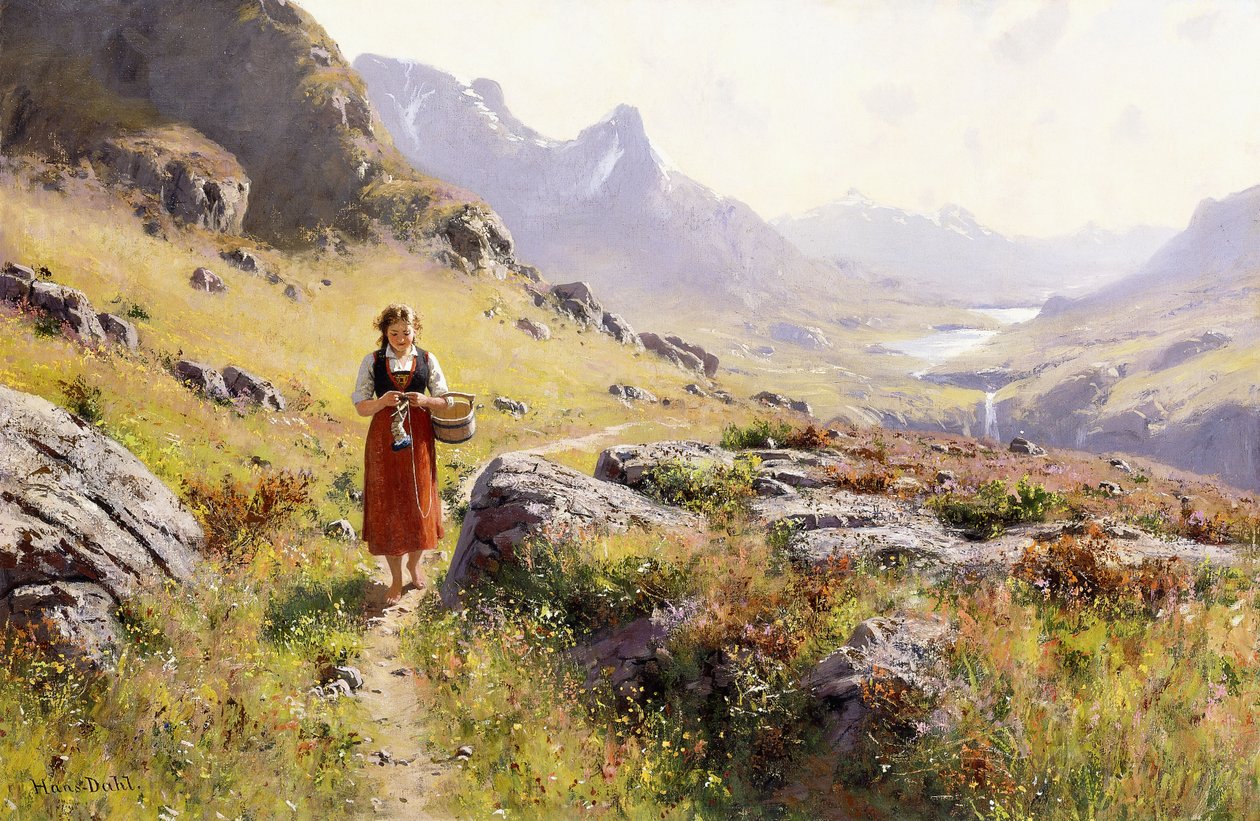 Tricot dans un paysage norvégien - Hans Dahl