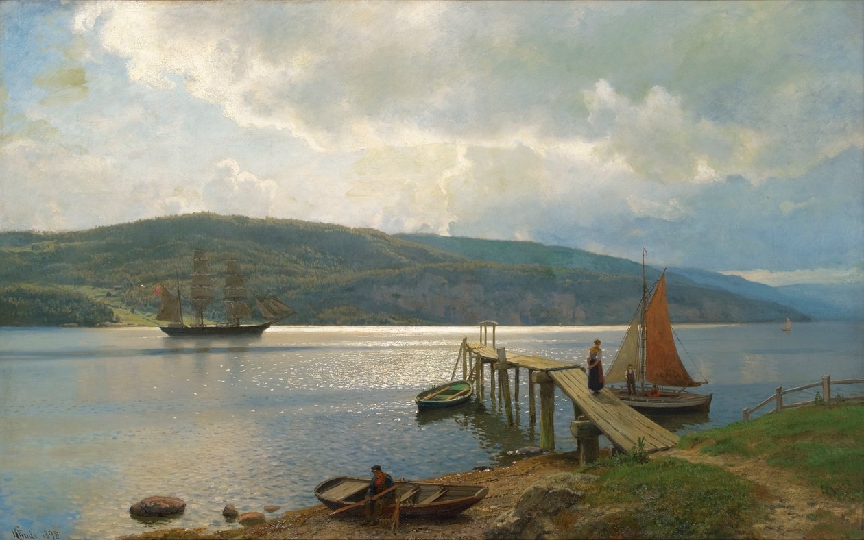 Le quai à Feste près de Moss - Hans Gude