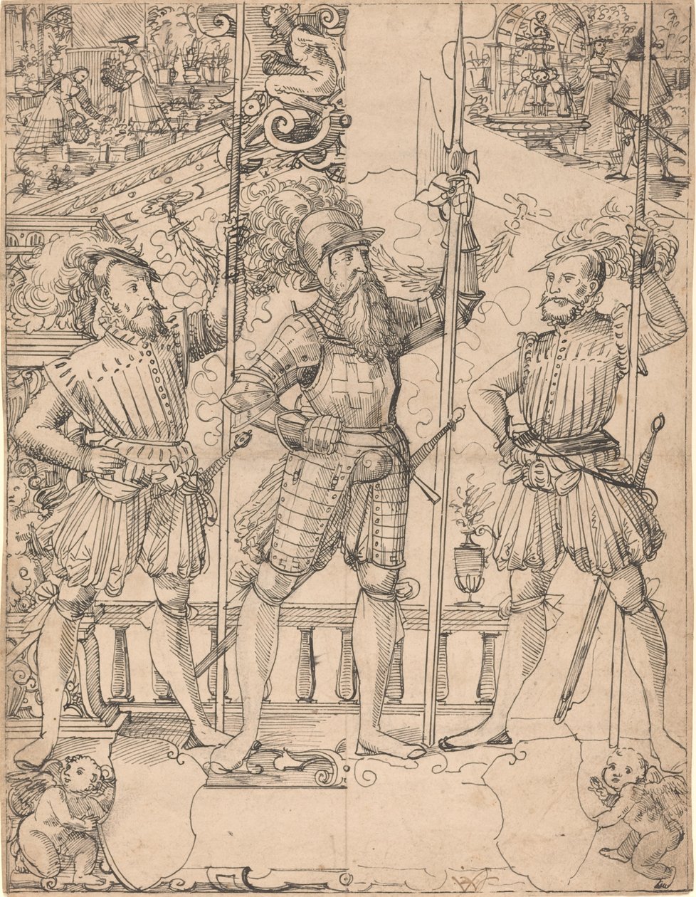 Hallebardier et deux piquiers - Hans Jakob Plepp