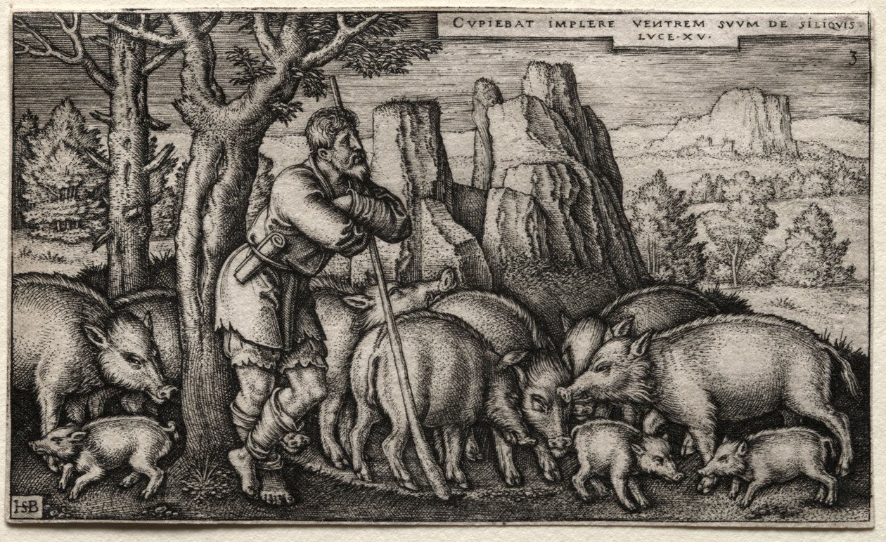 Le Fils prodigue : Gardant les porcs - Hans Sebald Beham