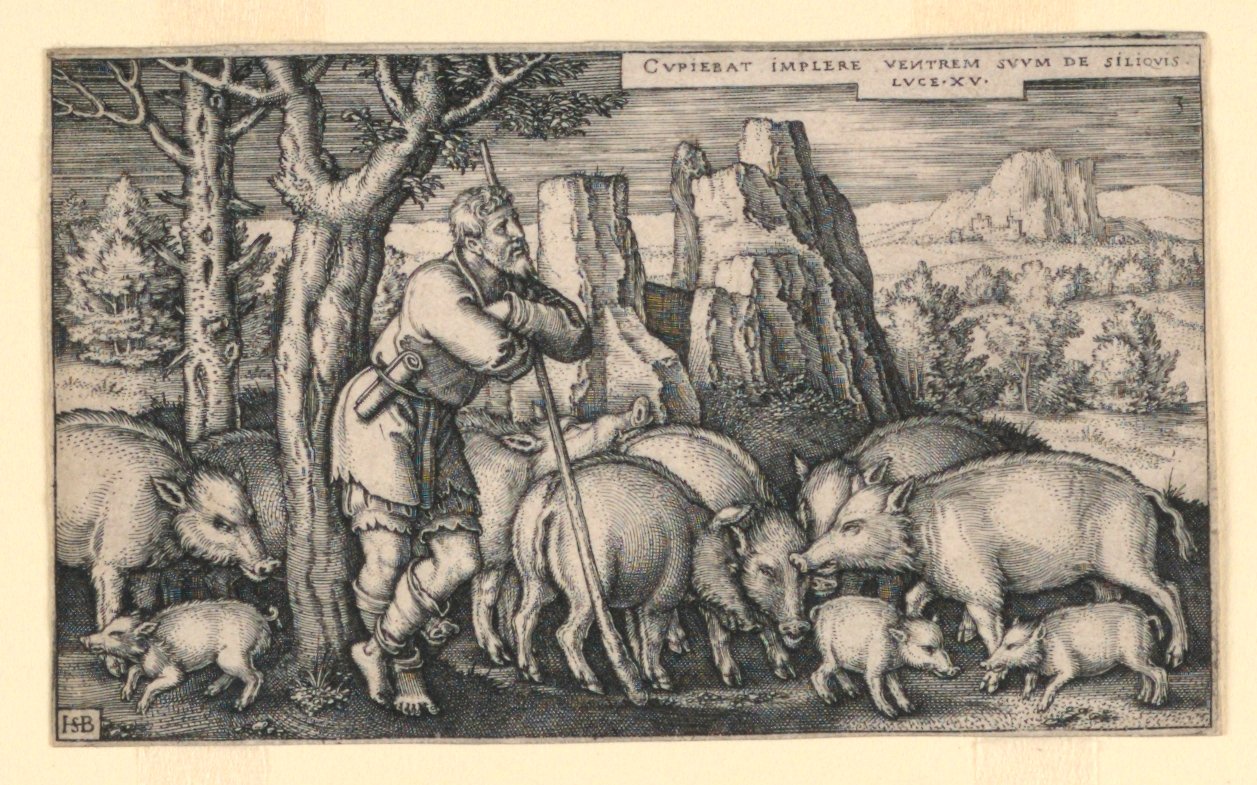Le fils prodigue parmi les porcs - Hans Sebald Beham