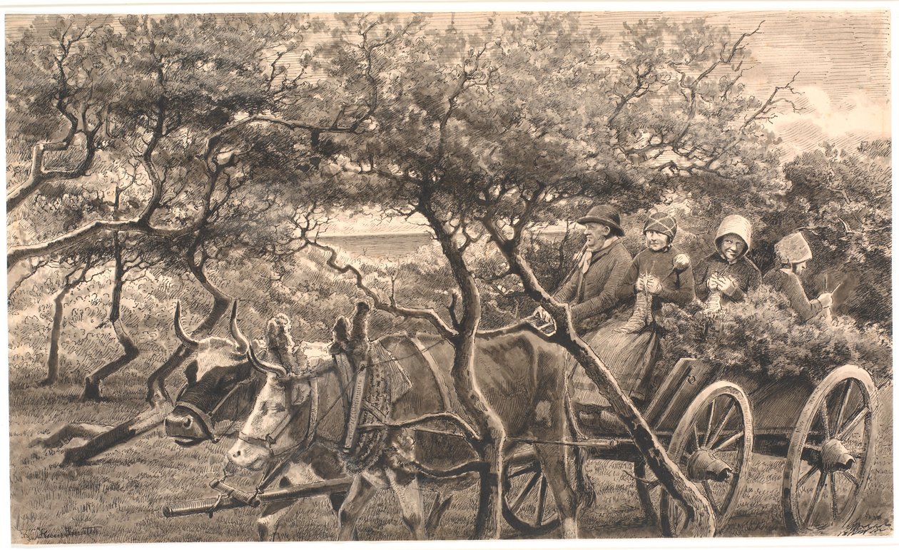 Un véhicule à bœufs. À travers le fourré. Hammerum Herred - Hans Smidth