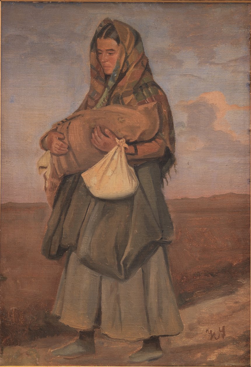 Femme tzigane avec son enfant sur la lande - Hans Smidth