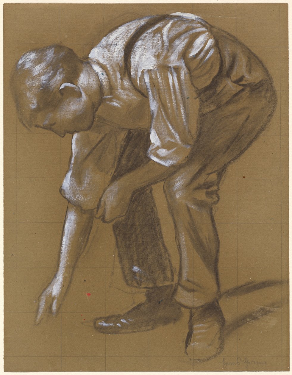 Un homme se penchant - Hans Thoma