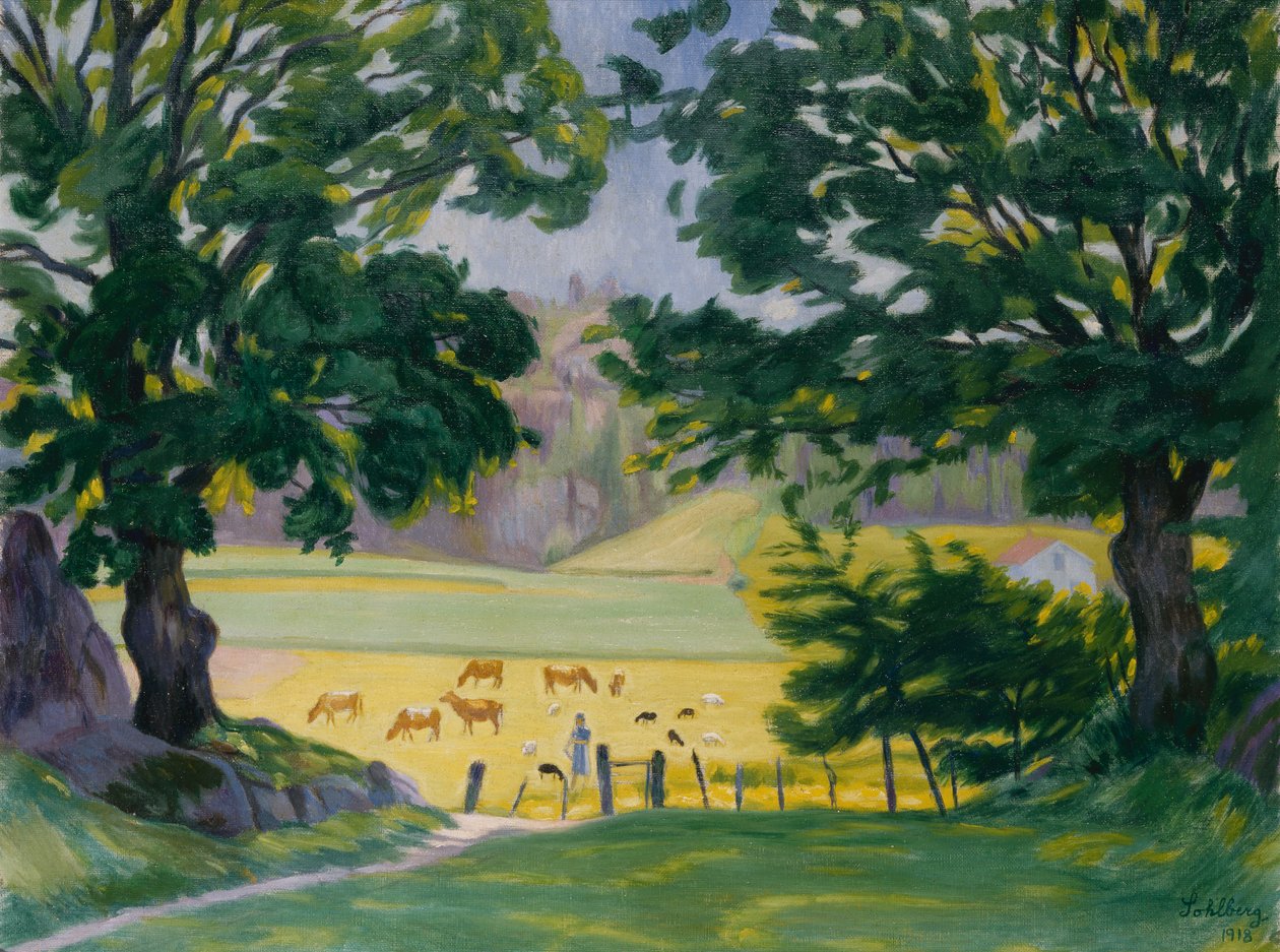 Sara gardant son troupeau - Harald Oscar Sohlberg