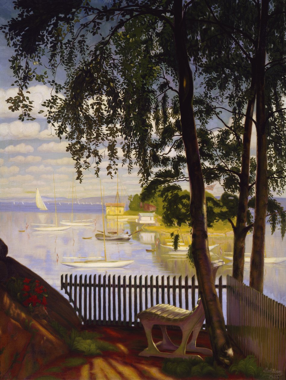 Summer sunday in Nærsnes bay - Harald Oscar Sohlberg