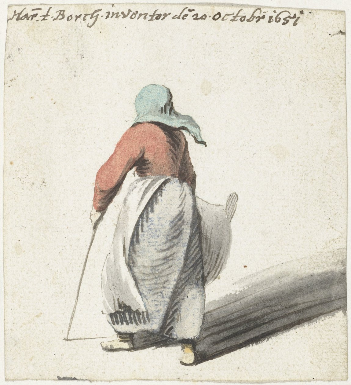 Femme marchant, vue de dos - Harmen ter Borch