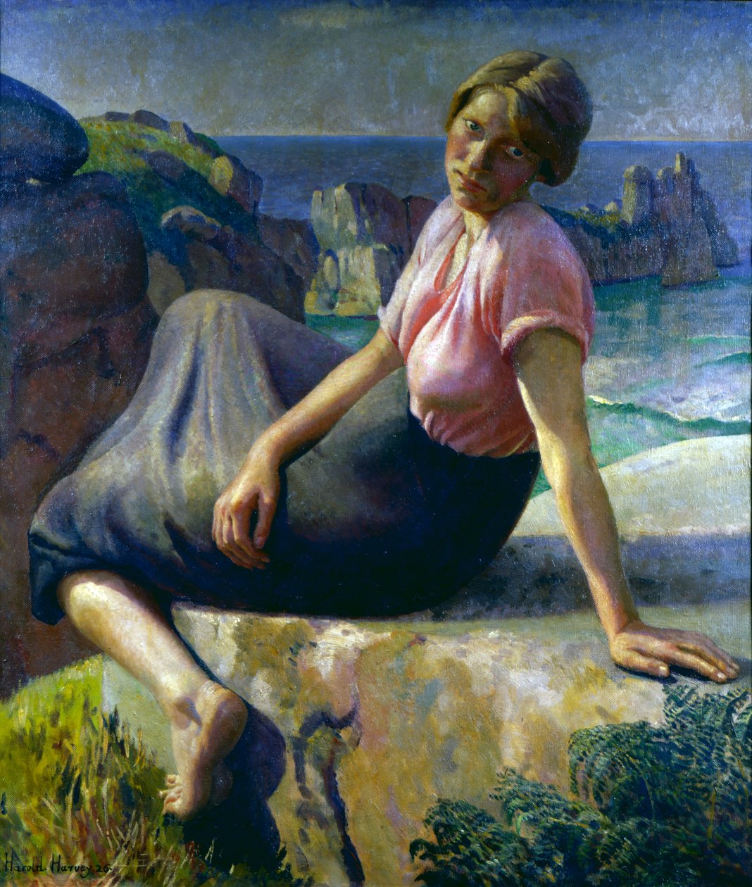 Fille sur une falaise - Harold Harvey