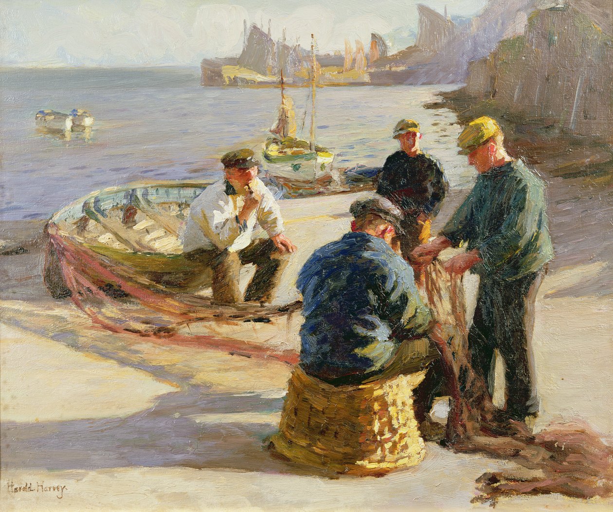 Port de Newlyn : Réparation des filets - Harold Harvey