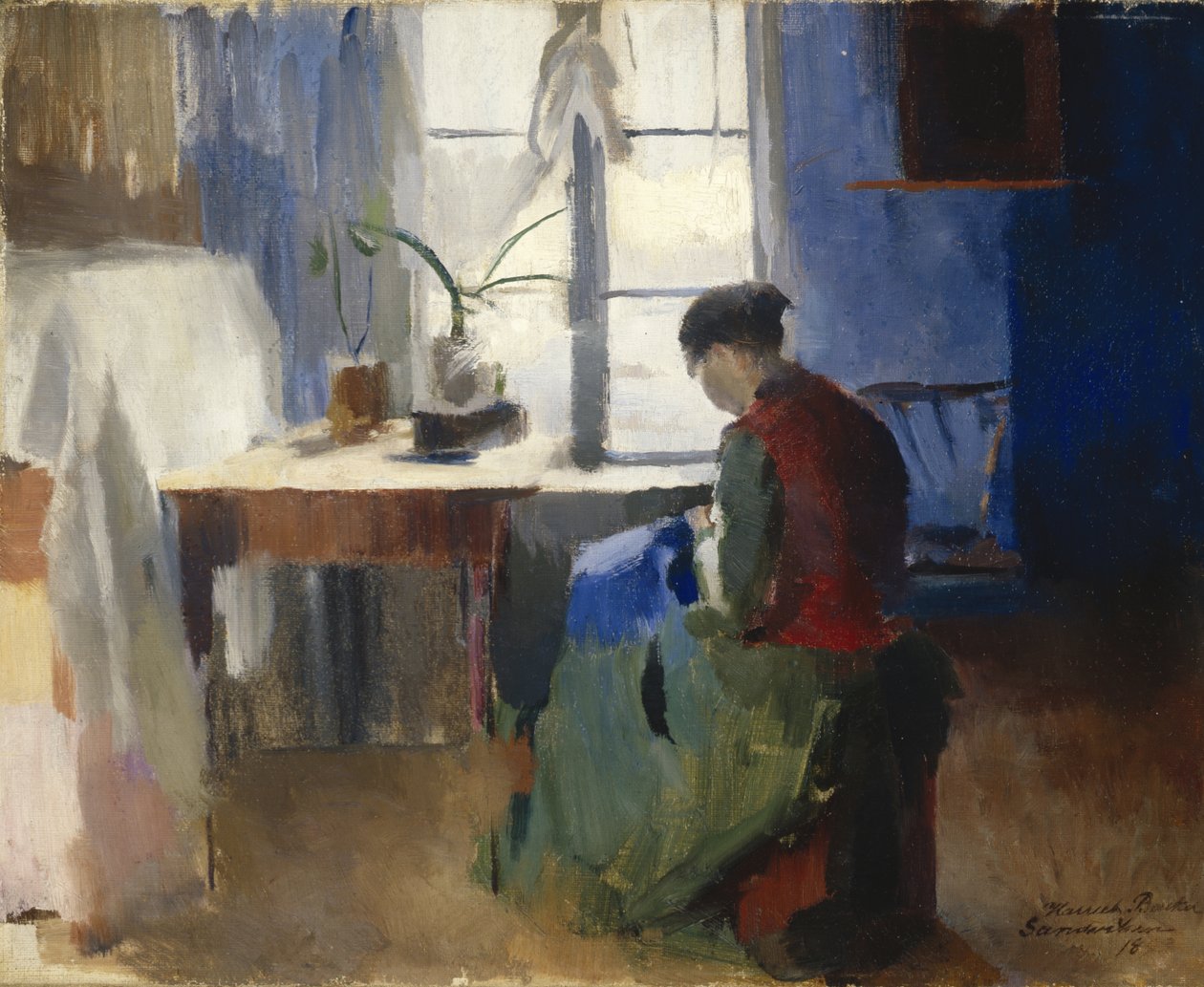 Femme cousant - Harriet Backer