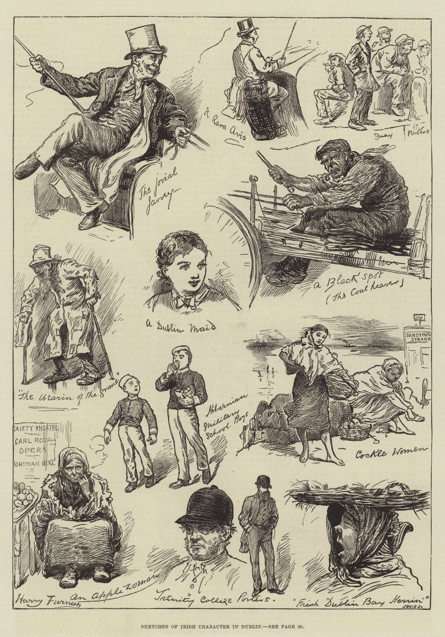 Croquis de personnages irlandais à Dublin - Harry Furniss