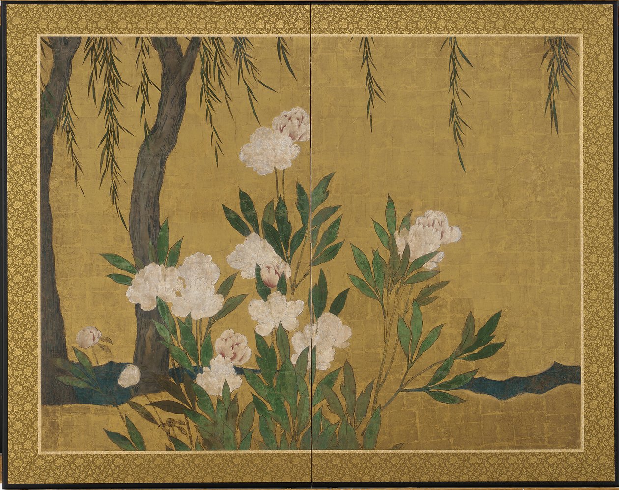 Pivoines et saules - Hasegawa Tonin
