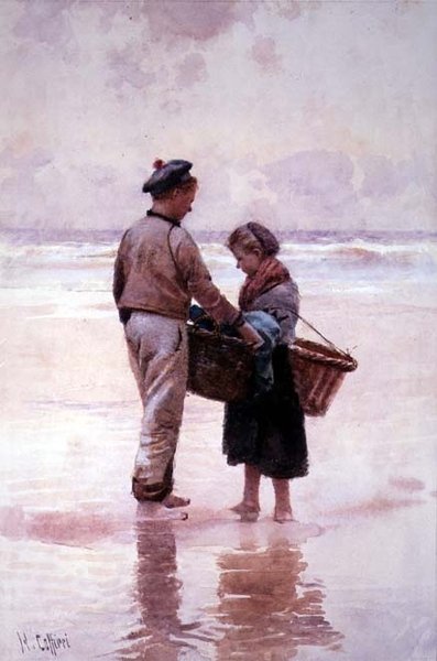 Enfants pêcheurs bretons - Hector Caffieri