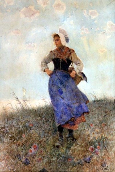 Jeune Pêcheuse Bretonne - Hector Caffieri