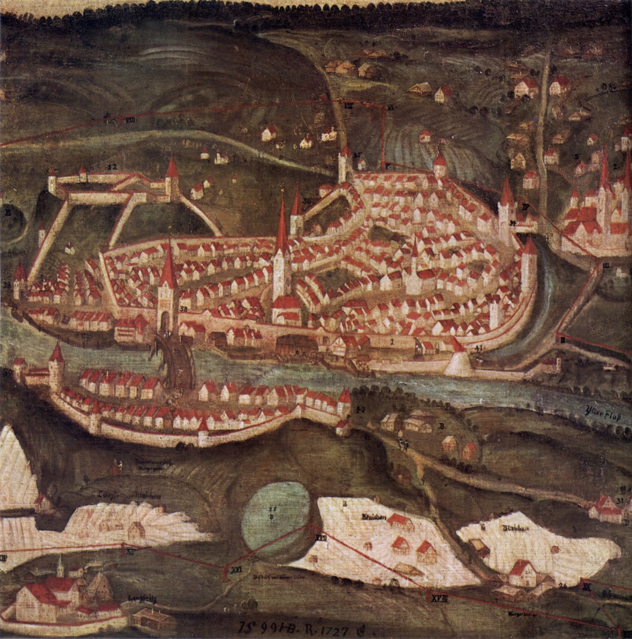 Vue de la ville de Kempten - Heinrich Beusch