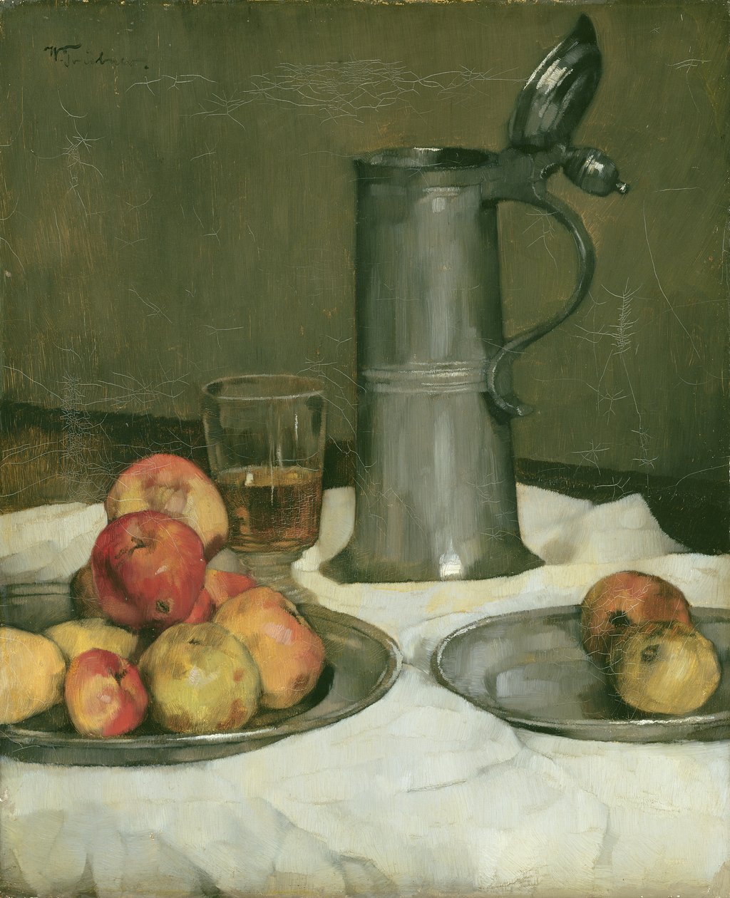 Nature morte avec pommes et cruche en étain, 1878 - Heinrich Wilhelm Truebner