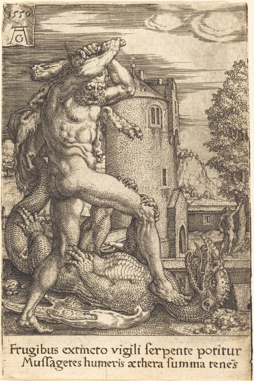 Hercule tuant le dragon, 1550 - Heinrich Aldegrever