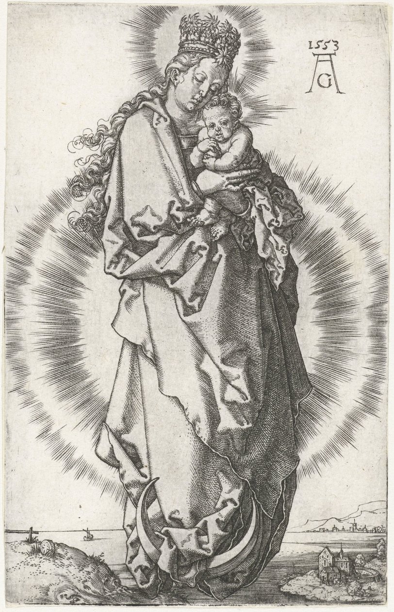 Madonna avec enfant sur le croissant de lune - Heinrich Aldegrever